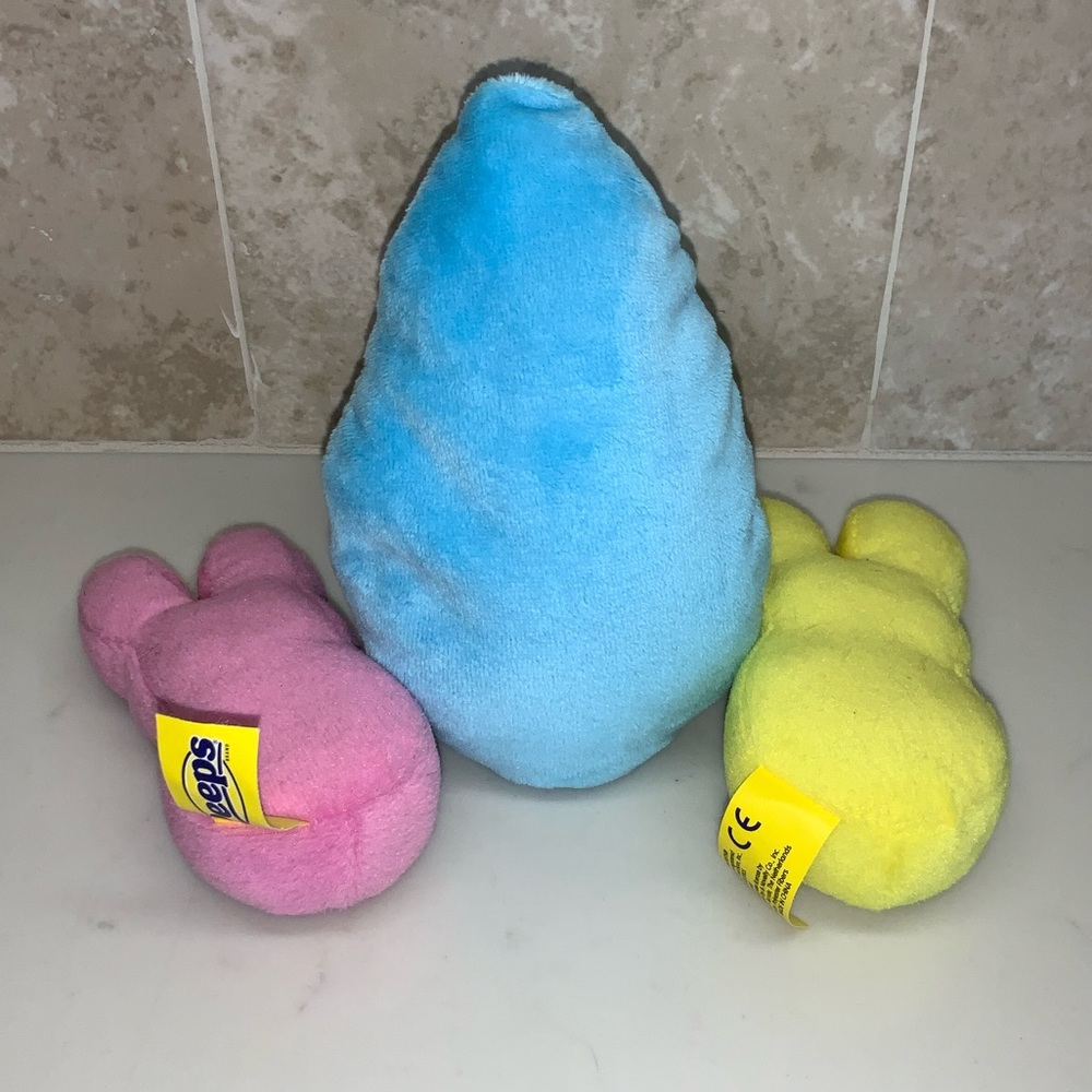 Peeps Plush Stuffed Animals Set -Blue, Pink, Yellow For Spring and Easter Basket - Picture 10 of 11